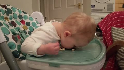 Baby girl really loves her cereal