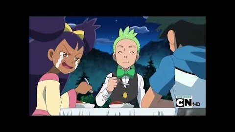 Pokemon Best Wishes Iris and Ash burn their tongues eating Cilan’s spicy food