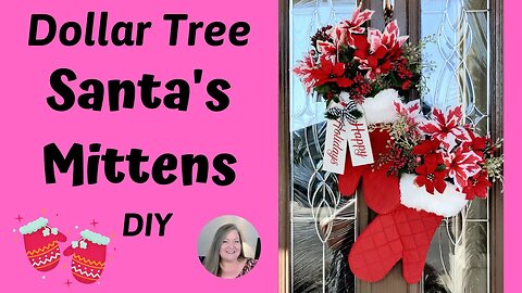 Santa's Mittens Christmas Decor ~ Dollar Tree Christmas DIY ~ How to Make Santa's Mittens Wall Decor