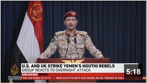 The spokesman of Yemen's Houthi armed forces, Yahya Saree, makes a statement