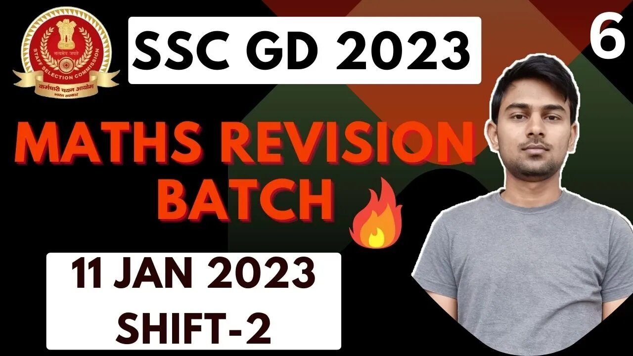 (11 Jan 23 Shift-2) SSC GD 2023 Maths Batch, PYQs important hain | MEWS ...