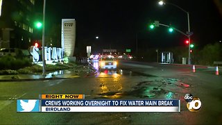 Crews working overnight to fix water main break