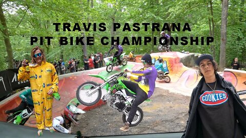 TRAVIS PASTRANA pit bike race with dirtygothboi, Frankie & stank dog!