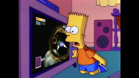 Grandpa Simpson plays old video games with Bart Simpson