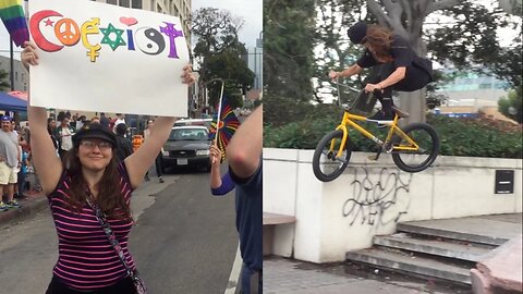 BMX RIDERS TRIGGERED BY ANTI TRUMP PROTESTERS