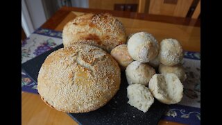 No-Knead Italian Sesame Seed Bread… baked 4 ways (super easy… no machines)