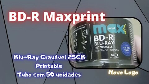 Tubo com 50 Blu-Ray Gravável Printable 25GB da Maxprint (novo logo): Unboxing e Overview | Geekmedia