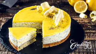 Lemon Poppy Seed Cake with Lemon Curd and White Chocolate