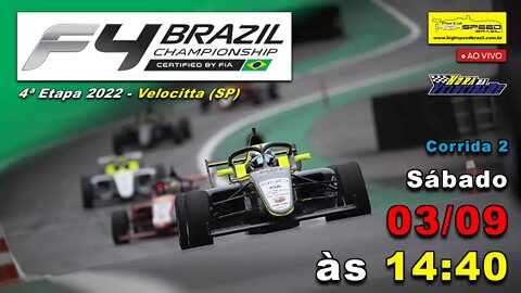 FÓRMULA 4 BRAZILIAN CHAMPIONSHIP | Corrida 2 | 4ª Etapa 2022 - Velocitta (SP) | Ao Vivo