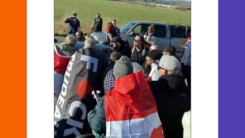 Citizens Lift Car Parked To Block Truckers Convoy