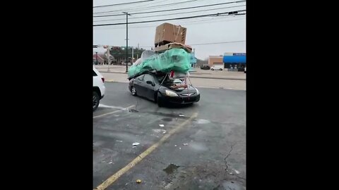 Movers Pile Car With Furniture! #Shorts #MegaFails