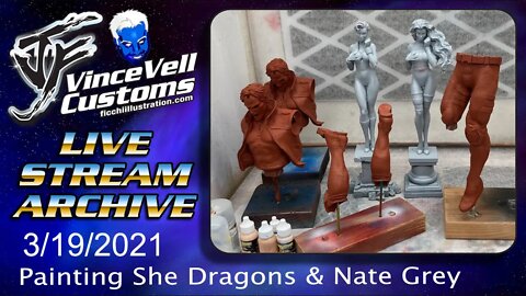 VinceVellCUSTOMS Live Stream - Painting Savage She Dragons & Nate grey