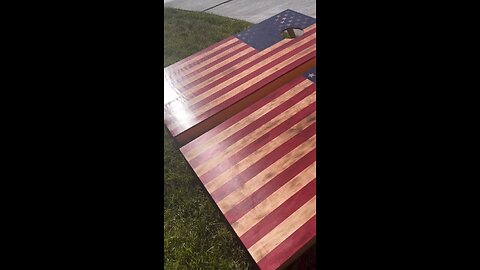 Regulation size cornhole boards.