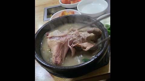 Korean style chiken soup call Sam-ge-tang 삼계탕