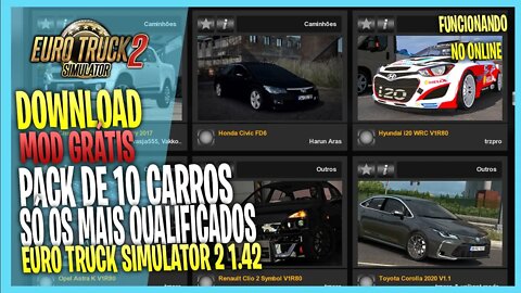 PACK 10 CARROS PARA EURO TRUCK SIMULATOR 2 MODS ETS2 1.42 / 1.43