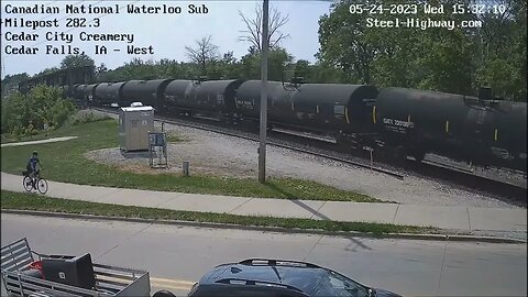 NS 9608 Leading L571 Manifest with 3 Dash 8's in Cedar Falls and Iowa Falls, IA on May 24, 2023