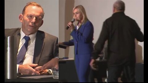 Member of audience storms stage of Voice Debate with Tony Abbott 🤬 #TheVoice #TonyAbbott