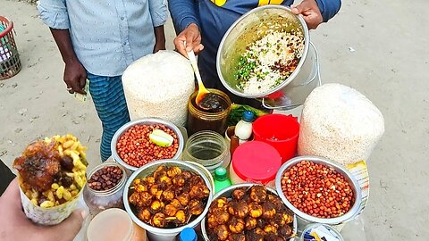 Bangladesh Street Food - The Most Famous Garlic Spicy Jhal Muri Making।। Knife Skills