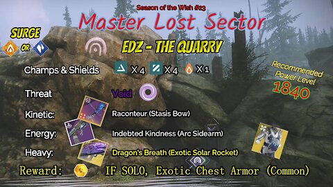 Destiny 2 Master Lost Sector: EDZ - The Quarry on my Arc Warlock 2-23-24