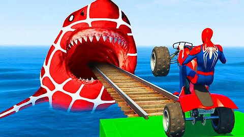 GTA 5 Crazy Ragdolls | Spiderman On Rainbow Spiders Bridge (Spiderman Fails Shark Jumps)