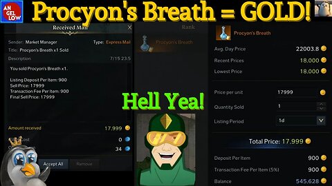 Procyon's Breath Sells for A LOT of Gold!