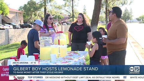 Gilbert boy opens lemonade stand to replace his stolen bike