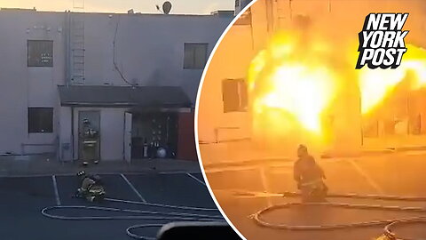 Firefighter engulfed by huge explosion is miraculously 'okay'