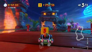 Inferno Island Platinum Relic Race Gameplay - Crash Team Racing Nitro-Fueled (Nintendo Switch)