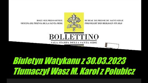 Biuletyn Watykanu z 30.03.2023 Lektor Polski