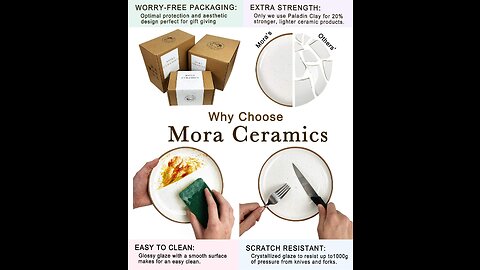 Mora Ceramic Bowls For Kitchen, 28oz - Bowl Set of 4 - For Cereal, Salad, Pasta, Soup, Dessert,...