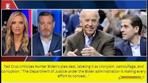 Ted Cruz criticizes Hunter Biden's plea deal, labeling it as cronyism, camouflage, and corruption