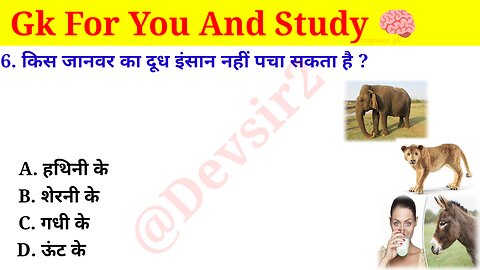 किस जानवर का दूध इंसान नहीं पचा सकता है? ‎@CrazyGkTrick #gkinhindi #gkquiz #gk #gkfacts ‎