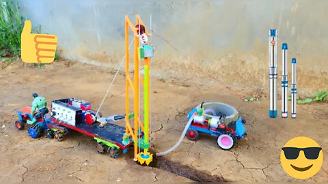 Borewell drilling machine | Submersible water pump | diy tractor | Science project