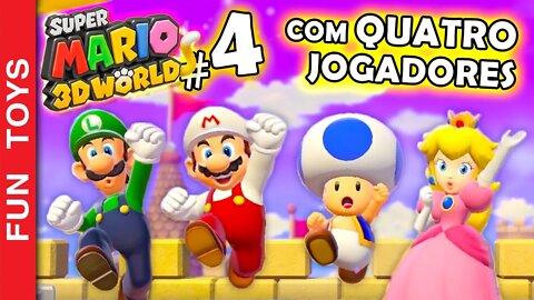 Super Mario 3d World #4 - Agora com 4 jogadores! MUITA CONFUSÃO! 😂 E ainda enfrentamos BOOM BOOM 🍄