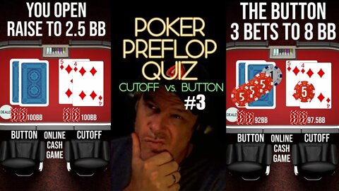 POKER PREFLOP QUIZ CO VS. BUTTON #3 - RAISE, CALL OR FOLD?