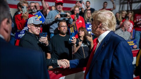 TRUMP IS IN MICHIGAN SHAKING HANDS WITH HUNDREDS OF AUTO WORKERS WHO HUNG ON HIS EVERY WORD TONIGHT.