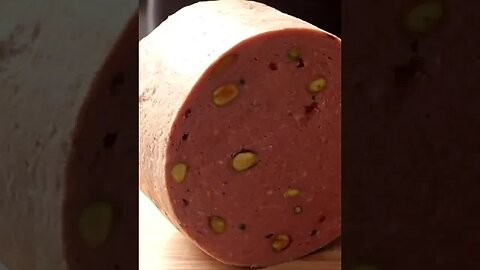 Beef Mortadella w/pistachios and peppercorn