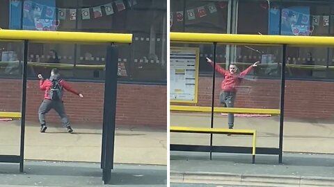 Guy Waiting For Bus Caught On Camera Dancing His Heart Out