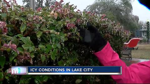 Icy conditions in Lake City