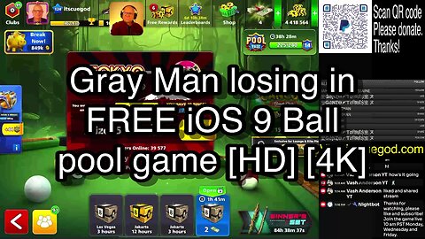 Gray Man losing in FREE iOS 9 Ball pool game [HD] [4K] 🎱🎱🎱 8 Ball Pool 🎱🎱🎱