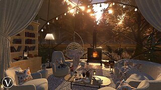 Autumn Glamping Hut | Sunset Ambience | Wood Stove Fire & Peaceful Nature Sounds