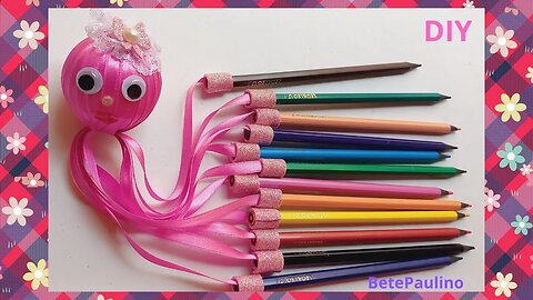 PARA SEU FILHO NÃO PERDER OS LÁPIS DE COR! POLVO DE LÁPIS😂🥰😘✍🏽🎒🏫DIY! MUITO FOFO!