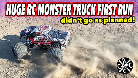 Huge 1/5th Scale RC Solid Axle Monster Truck First Run Doesn't Go As Planned