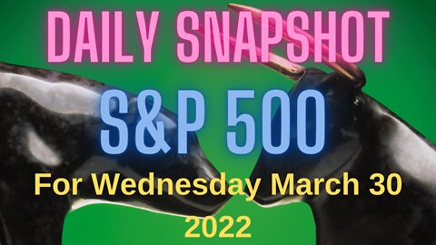 S&P 500 Snapshot Market Outlook For Wednesday, March 30, 2022.