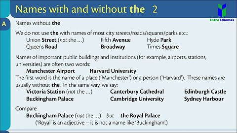 077 - 078 - ENGLISH GRAMMAR IN USE - Names with and without THE - Units 77 - 78 - Intermediate