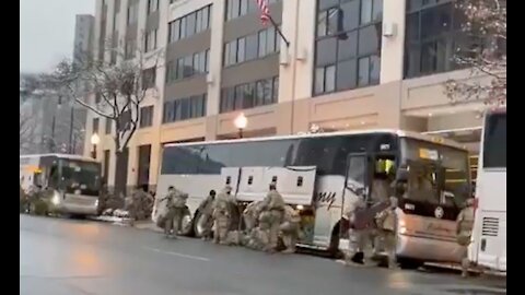 Regime Fears the People! Bus Loads of National Guard Still Arriving in DC Capitol!