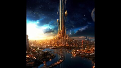 AI Generated Video of Golden Futuristic City in the Blue Galaxy || follow @letmerap4u