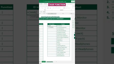 Char Function #excel #تعليم #microsoft #اكسل #microsoftexcel #office #data #datascience