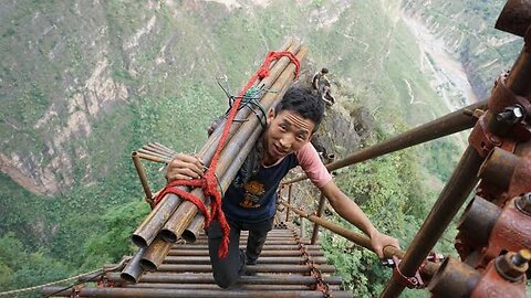 The breathtaking house perched atop a stunning Chinese cliff village amidst the wondrous