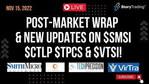 11/15/2022 Post-Market Wrap & New Updates on $SMSI $CTLP $TPCS & $VTSI!